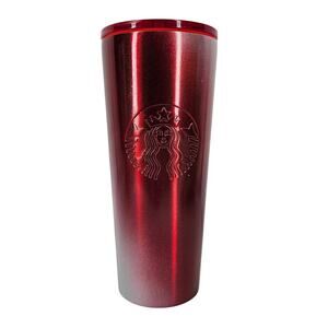 STARBUCKS 2022 CANDY CANE RED TO SILVER GRADIENT COLD BEVERAGE TUMBLER 16OZ CUP